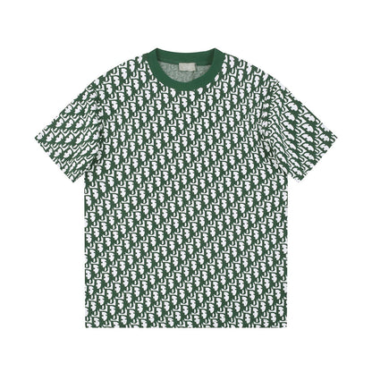 All-over logo print with contrasting braided collar short sleeves