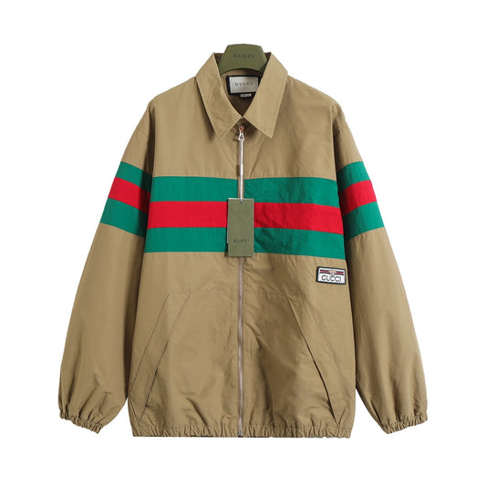 Red and green spliced khaki jacket jacket