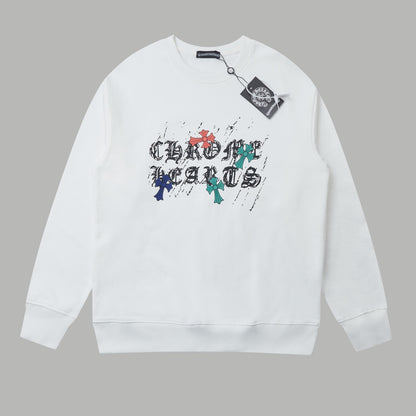 Graffiti hand drawn letter printed pullover round neck hoodie