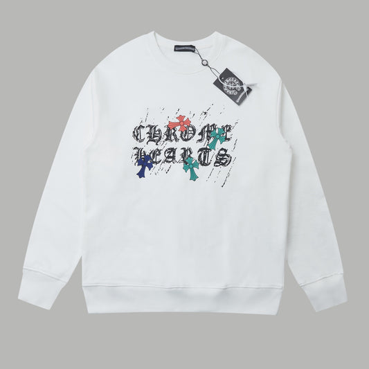 Graffiti hand drawn letter printed pullover round neck hoodie