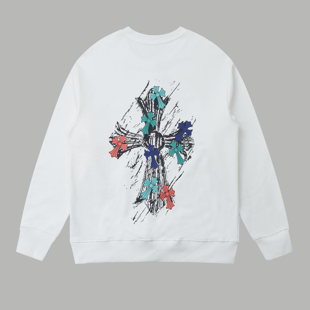 Graffiti hand drawn letter printed pullover round neck hoodie