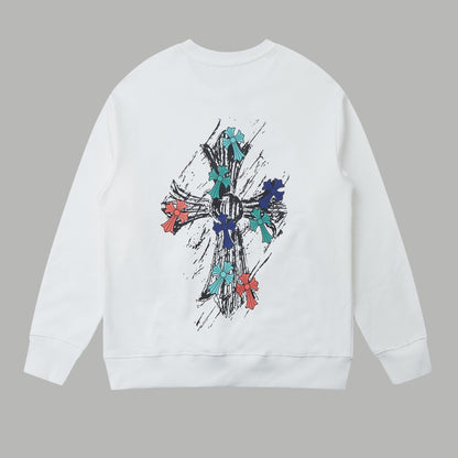 Graffiti hand drawn letter printed pullover round neck hoodie