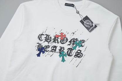 Graffiti hand drawn letter printed pullover round neck hoodie