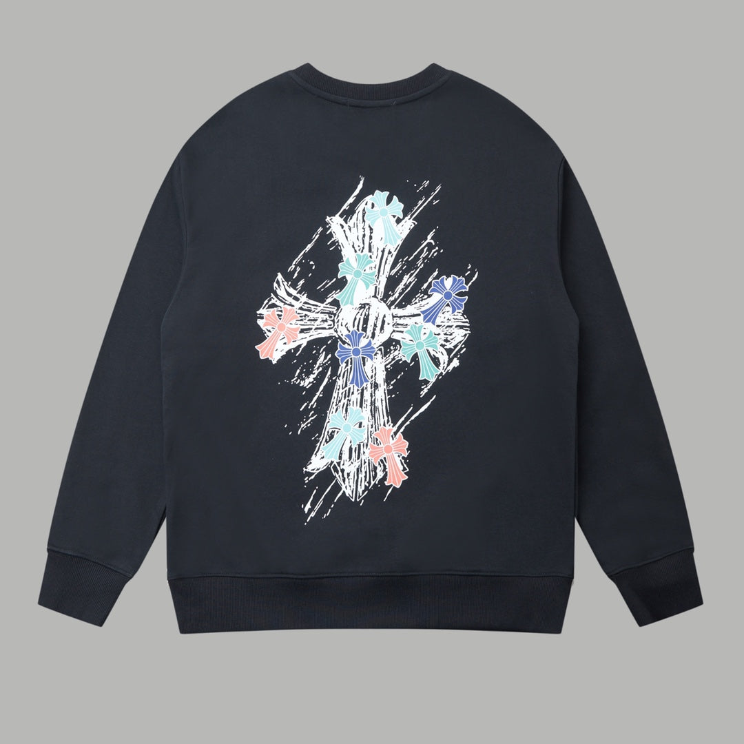 Graffiti hand drawn letter printed pullover round neck hoodie