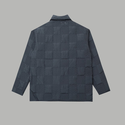 Three dimensional checkerboard patterned cotton collar cotton clothing