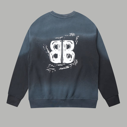 Graffiti hand drawn classic logo letter print pullover round neck hoodie