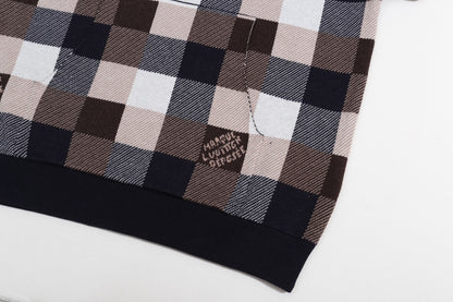 New plaid knit hoodie