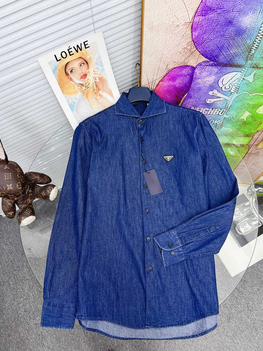 Casual denim long sleeved shirt