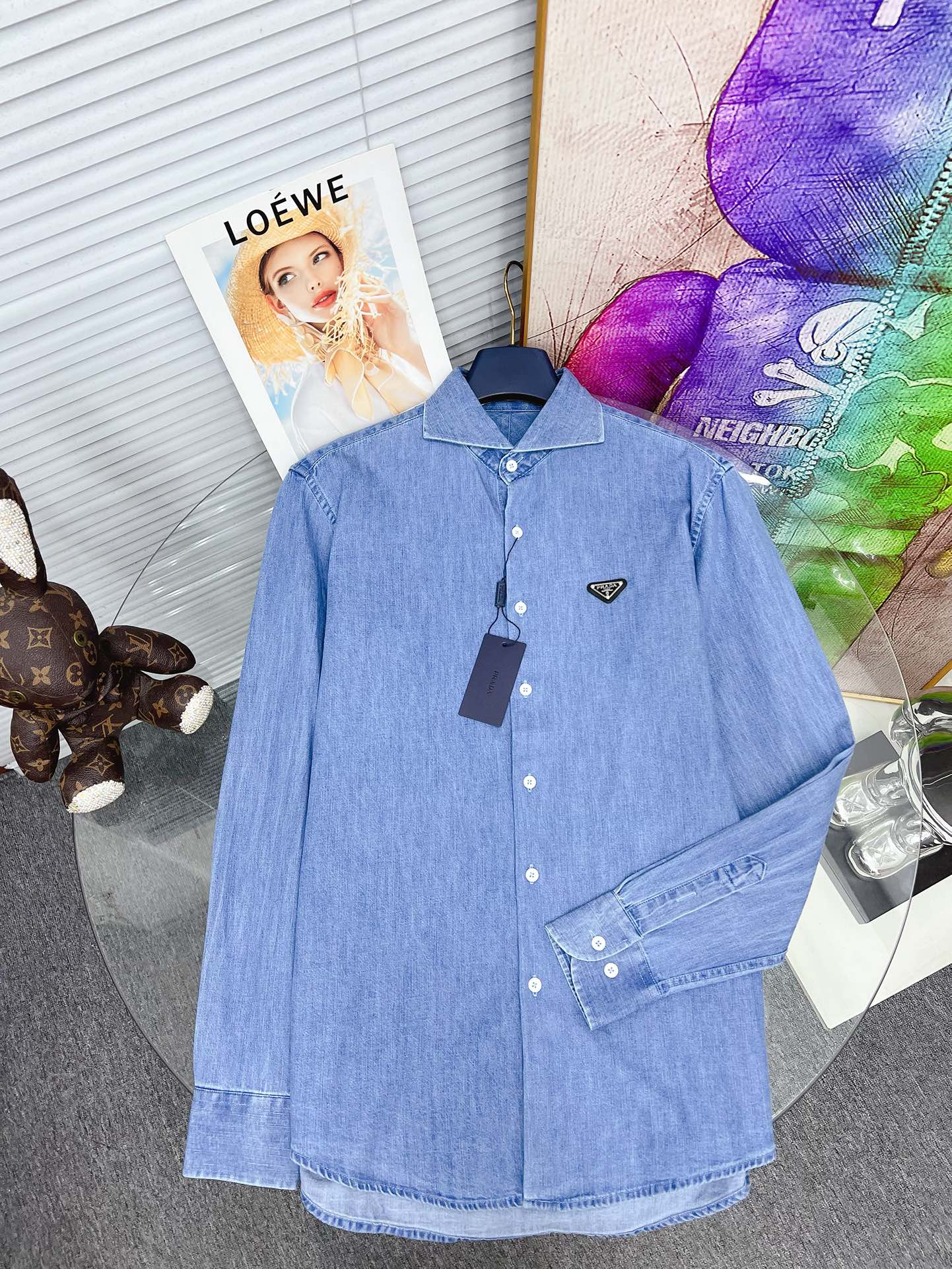 Casual denim long sleeved shirt