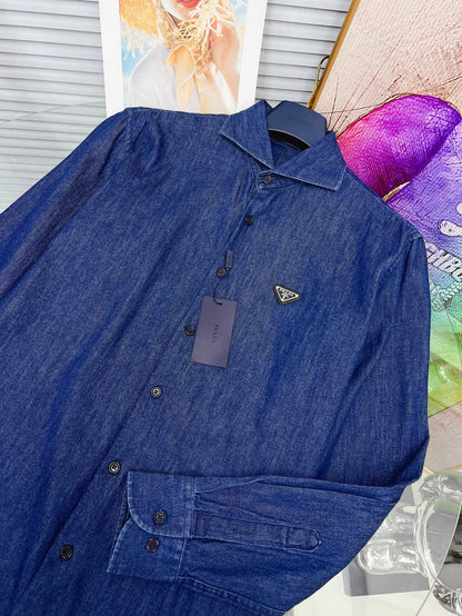 Casual denim long sleeved shirt