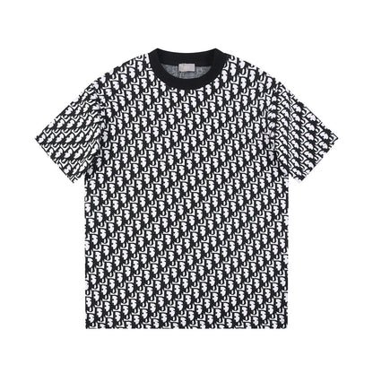 All-over logo print with contrasting braided collar short sleeves