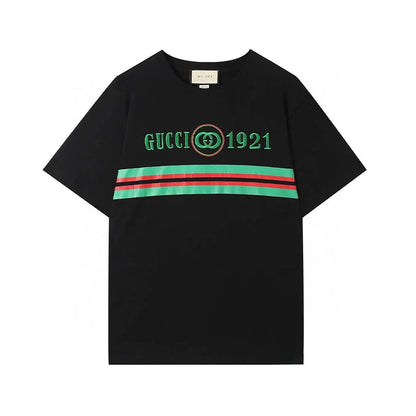 Embroidered letter horizontal printed T-shirt