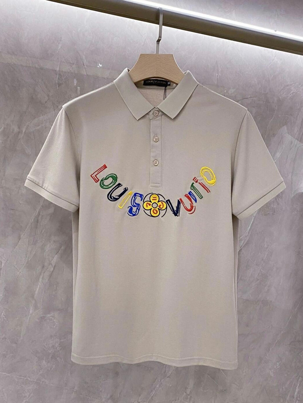 Colorful letter embroidered polo shirt