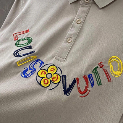 Colorful letter embroidered polo shirt