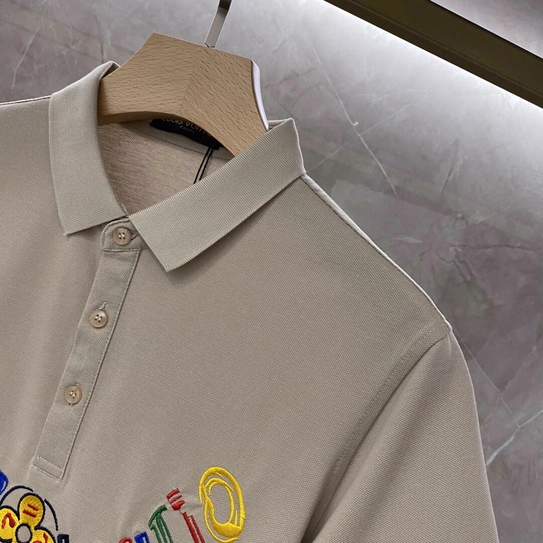 Colorful letter embroidered polo shirt