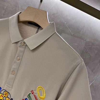 Colorful letter embroidered polo shirt