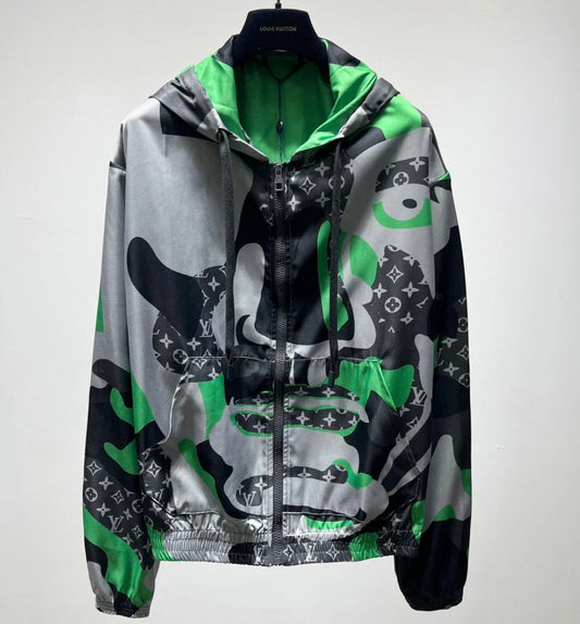 AS-patch pattern hooded jacket