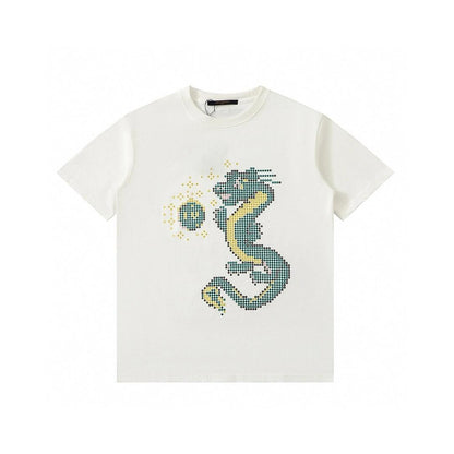 mosaic dragon pattern T-shirts