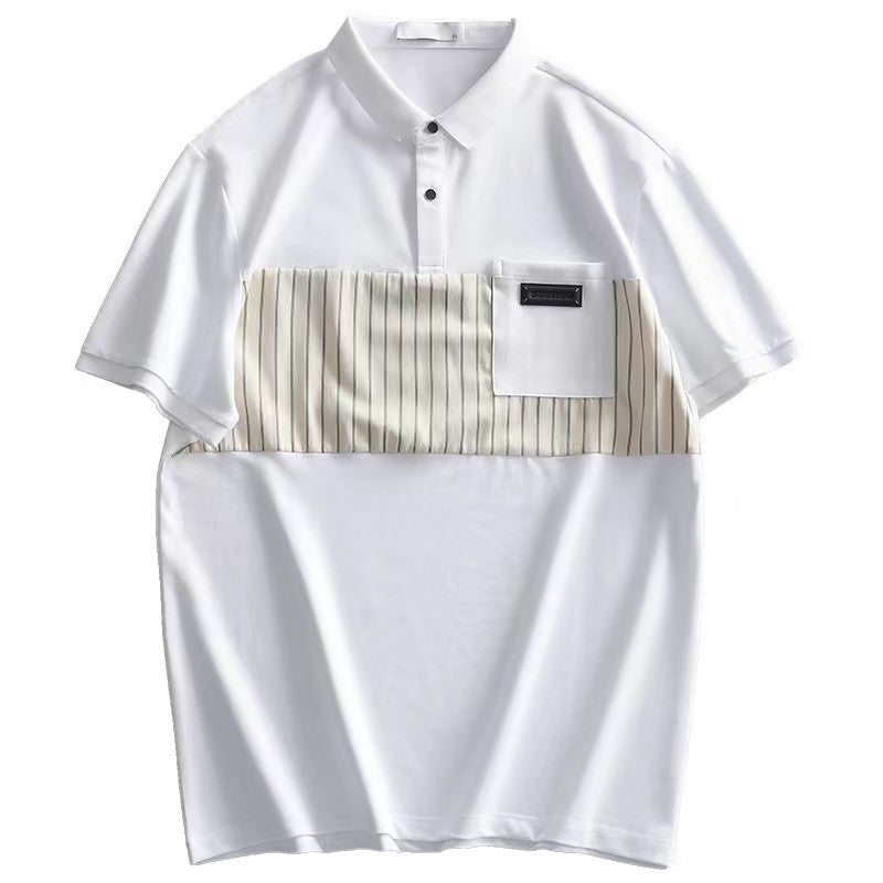 LUUD-Spliced striped contrasting POLO shirt