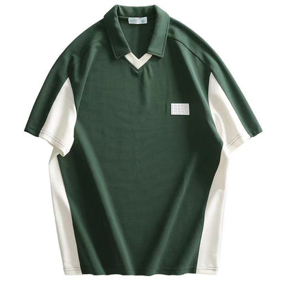 LUUD-Retro English labeled contrasting color POLO shirt