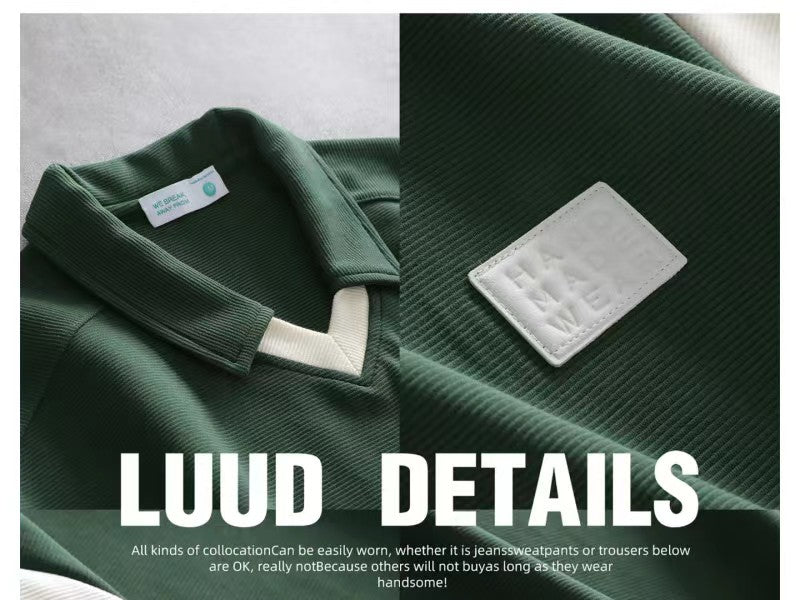 LUUD-Retro English labeled contrasting color POLO shirt