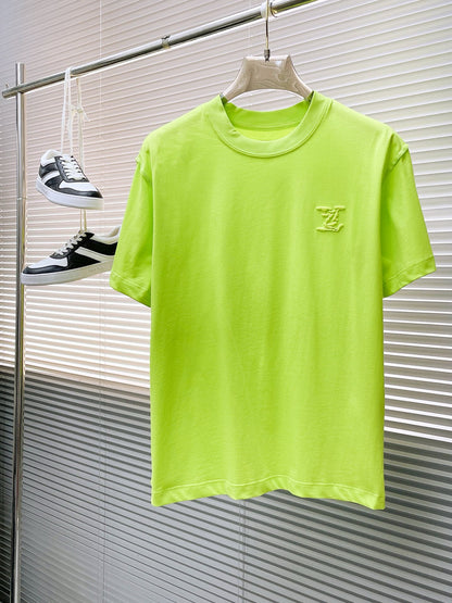 Fluorescent green embroidered logo T-shirt