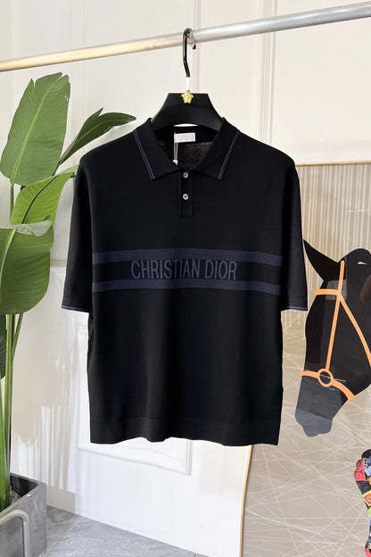 D Chest Logo Knitted Polo Shirt