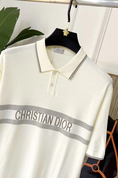 D Chest Logo Knitted Polo Shirt