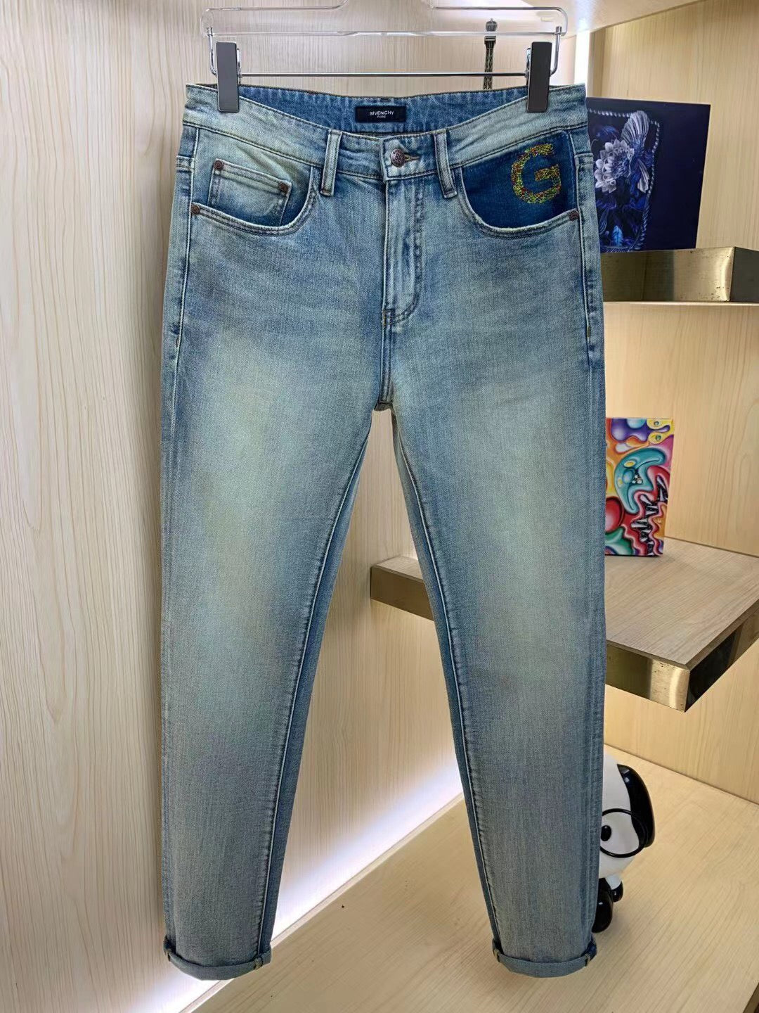 24SS Multifunction back pocket letter jeans