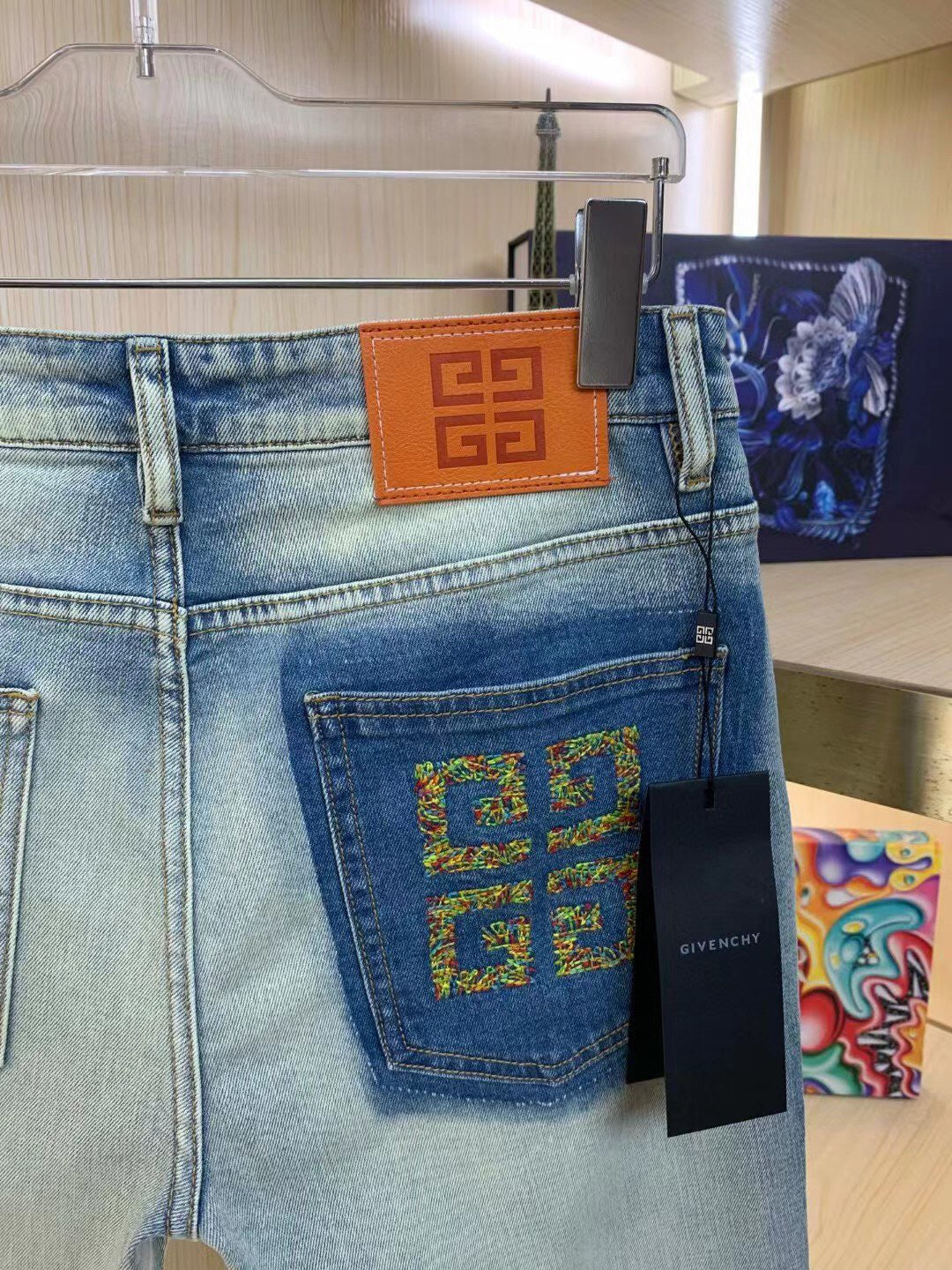 24SS Multifunction back pocket letter jeans