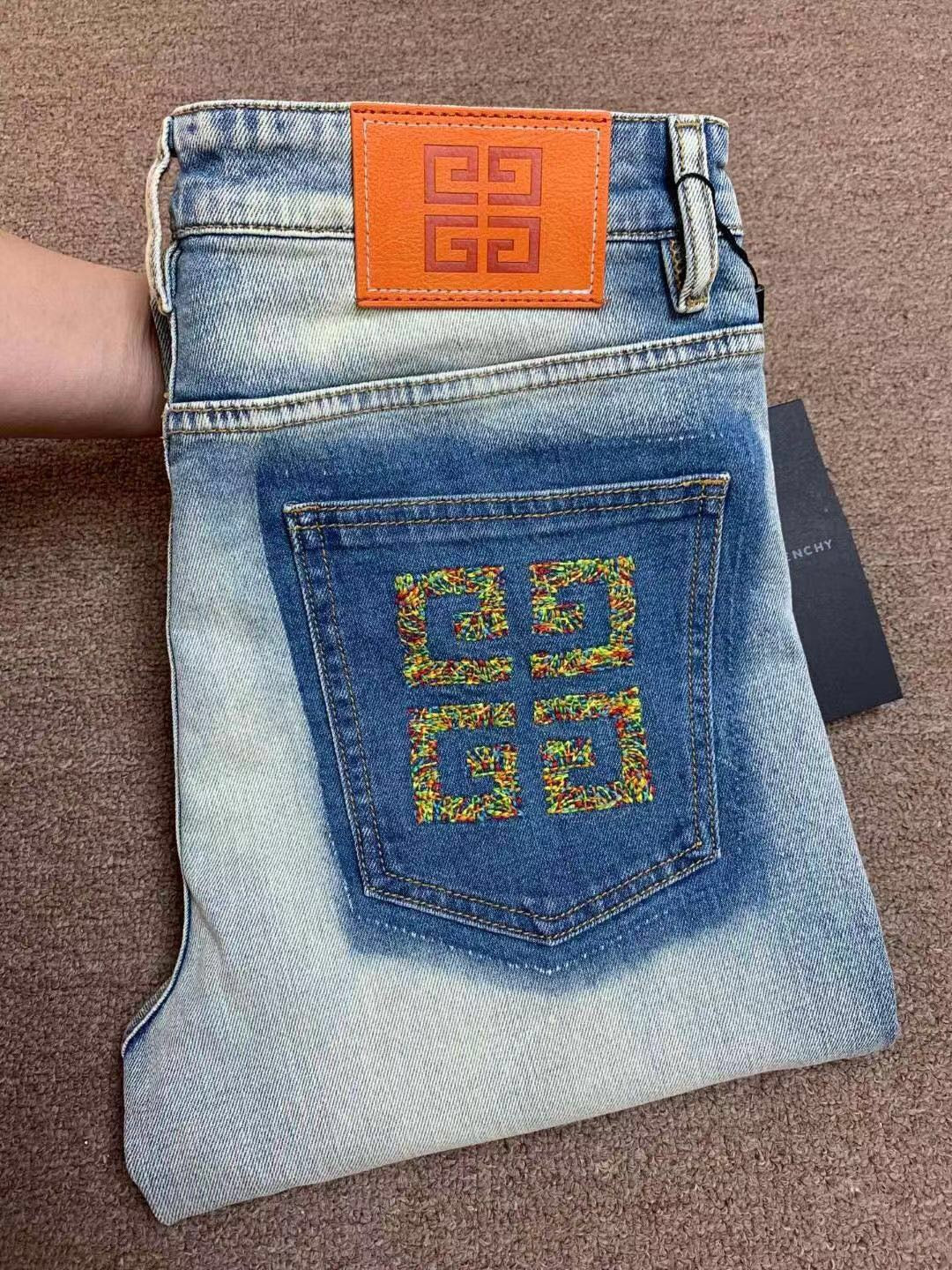 24SS Multifunction back pocket letter jeans