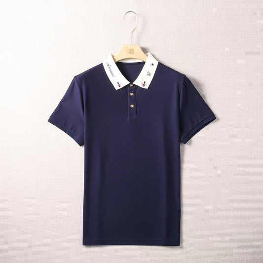 Classic style knitted bee pattern polo