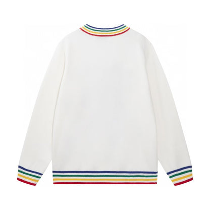 Autumn and Winter Color blocked Letter Round Neck Knitted Long Sleeve