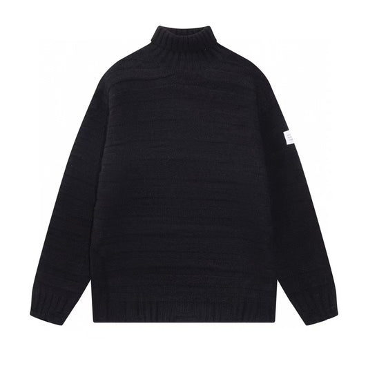 knitted high neck perforated knitted sweater