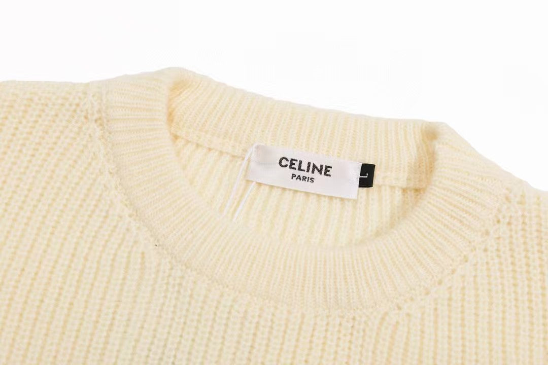 Classic embroidered letter round neck wool sweater