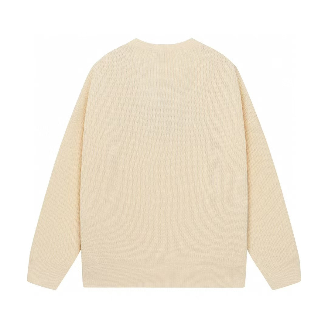 Classic embroidered letter round neck wool sweater