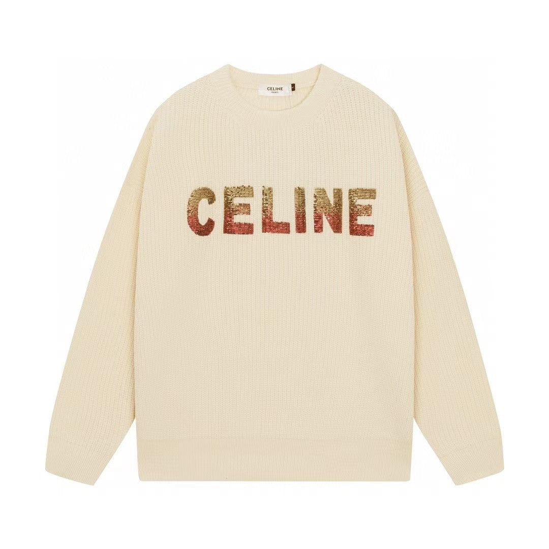 Classic embroidered letter round neck wool sweater