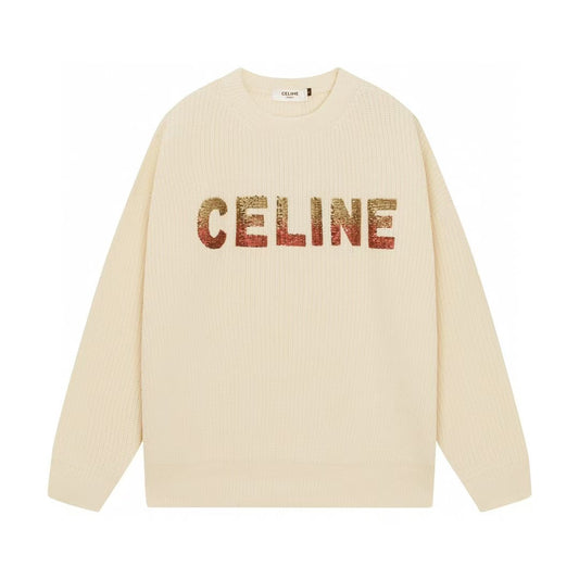 Classic embroidered letter round neck wool sweater