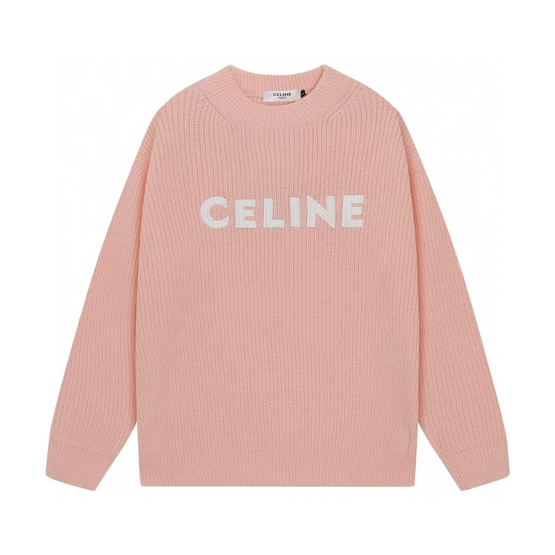 Classic embroidered letter round neck wool sweater