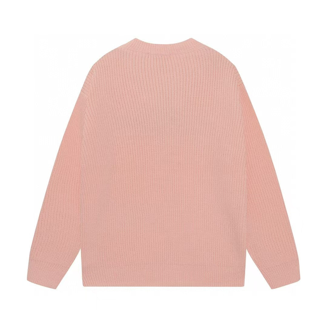 Classic embroidered letter round neck wool sweater