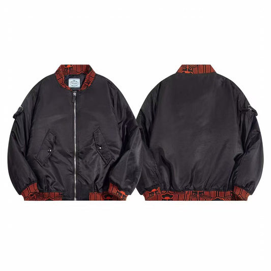 Wool spliced cotton flight jacket