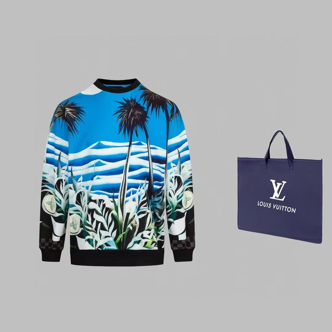 New coconut tree round neck hoodie