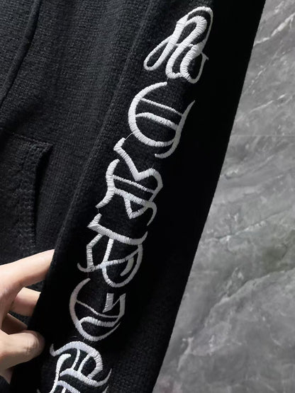 Sanskrit letter embroidered hoodie sweater