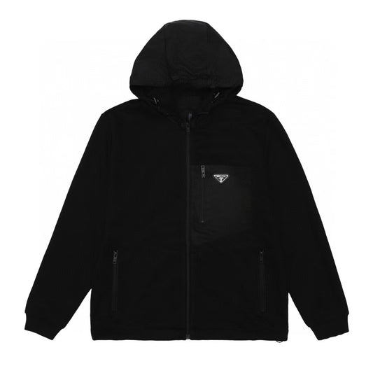 Triangle zipper hooded jacket