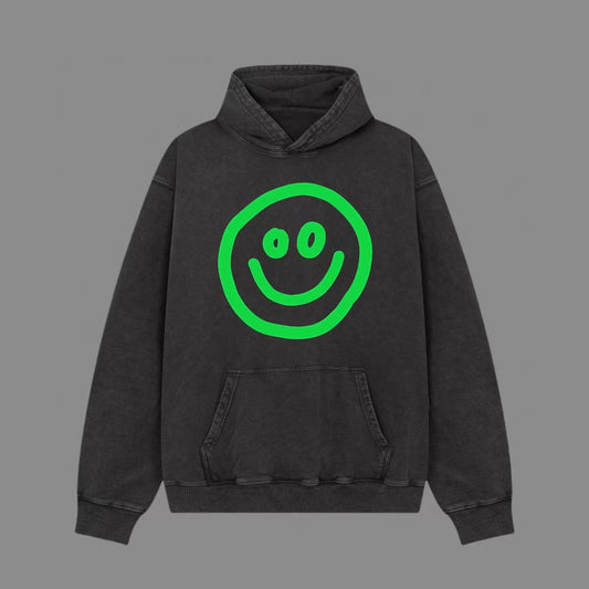 Wash water snowflake series luminous smiling face ☻ hooded sweatshirt