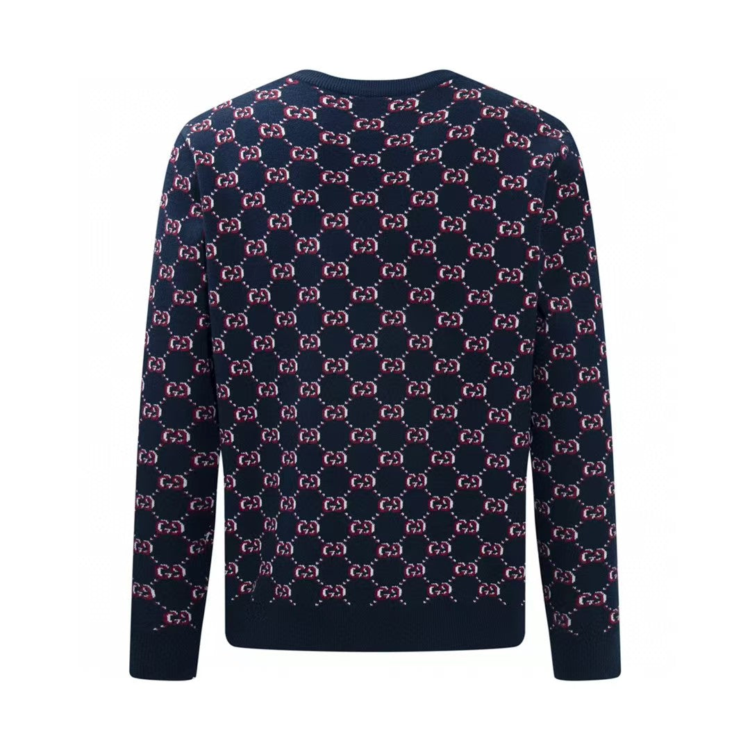 Knitted cotton jacquard sweater