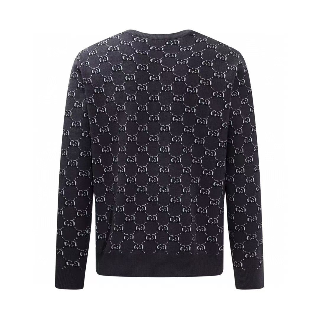 Knitted cotton jacquard sweater