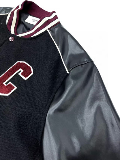 Black and red color baseball jacket