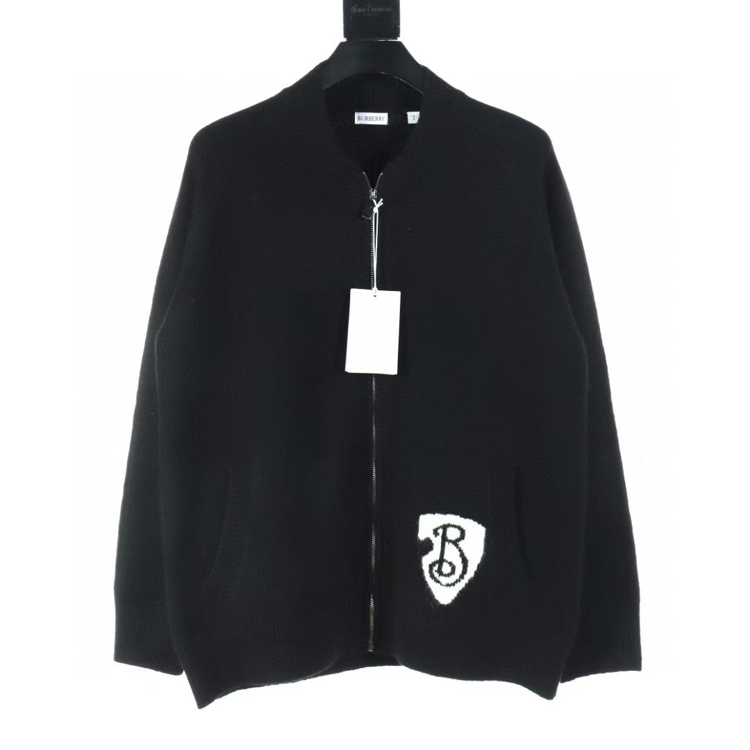 Shield zipper sweater jacket