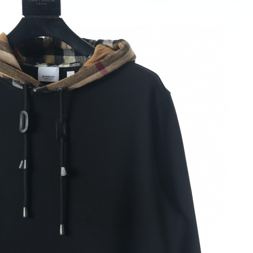 Grid splicing zipper hooded jacket